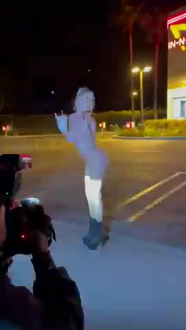 Flashing naked infront of the burger place