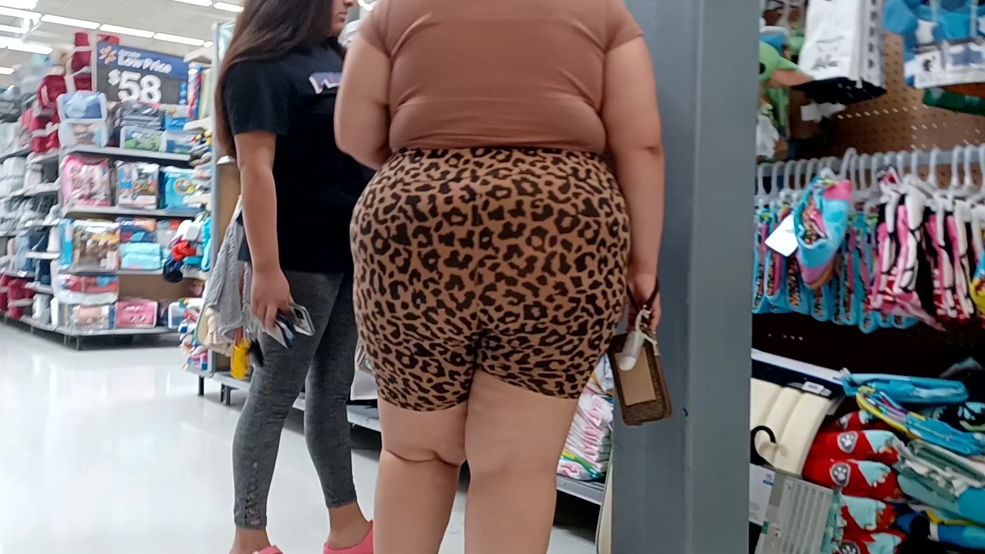 leopard shorts  bent over