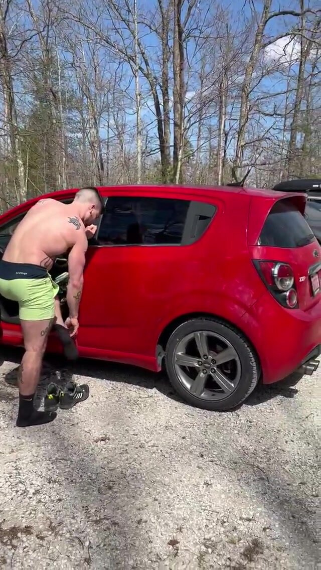 Stripping and changing underwear in car park
