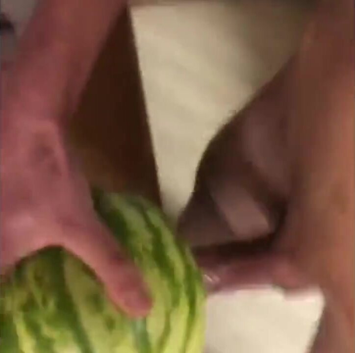Pig fucks a watermelon, enjoys a slice