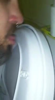 Licking dirty toilet