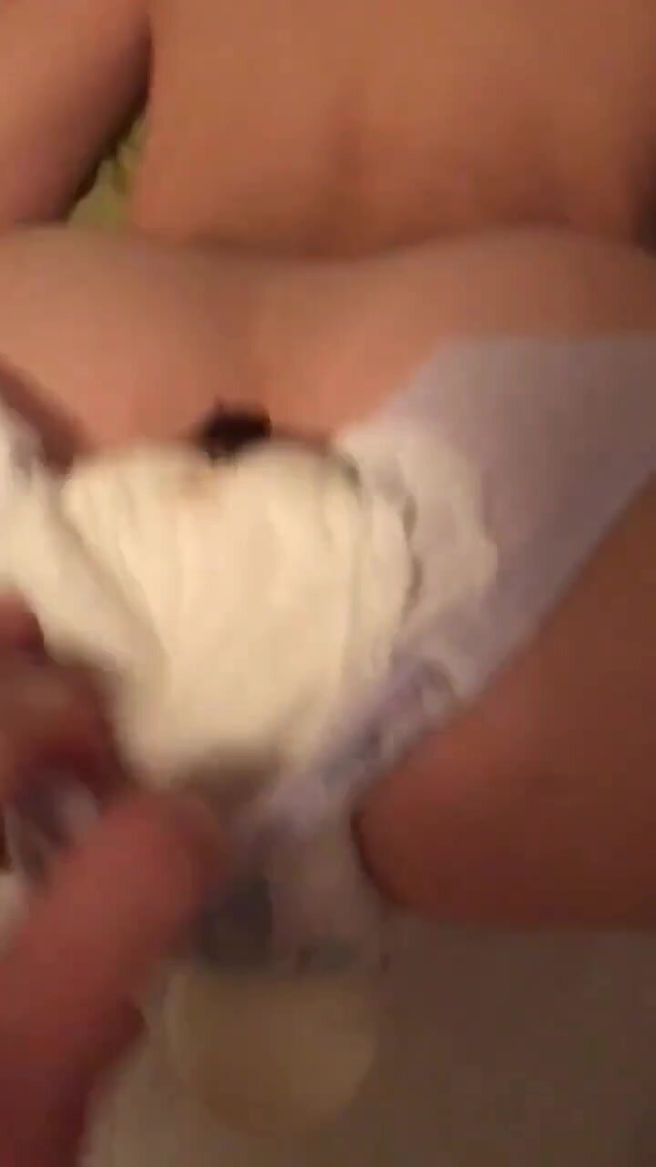 Girl in Messy Diaper Mastrubates with Vibrator