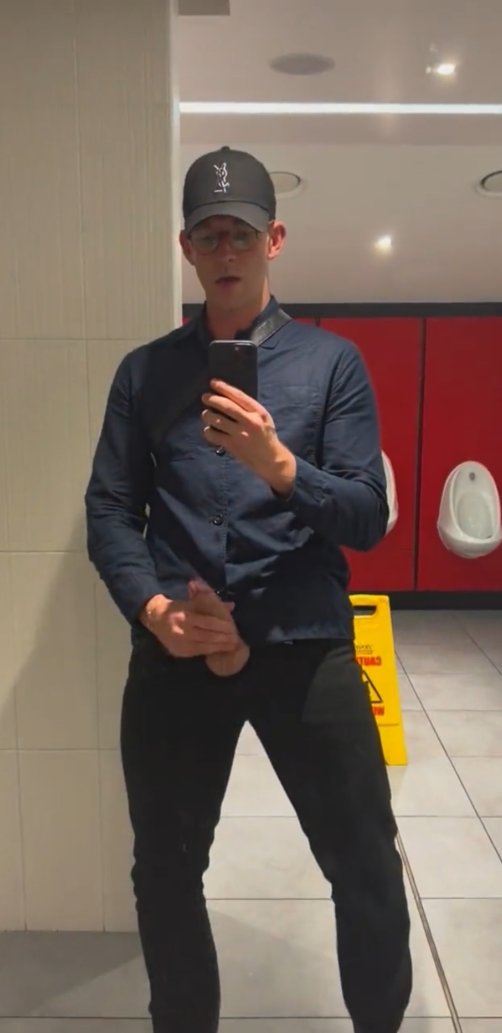 cumming in the public bathroom