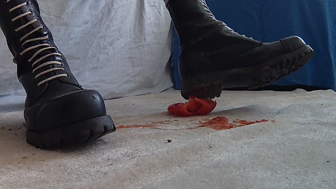 rangers boots crush tomato on carpet