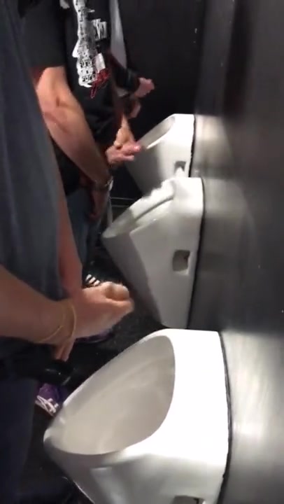 Toilet Cruising? I Don't Know. 4 Men Pounding Their Cocks At The Same Time