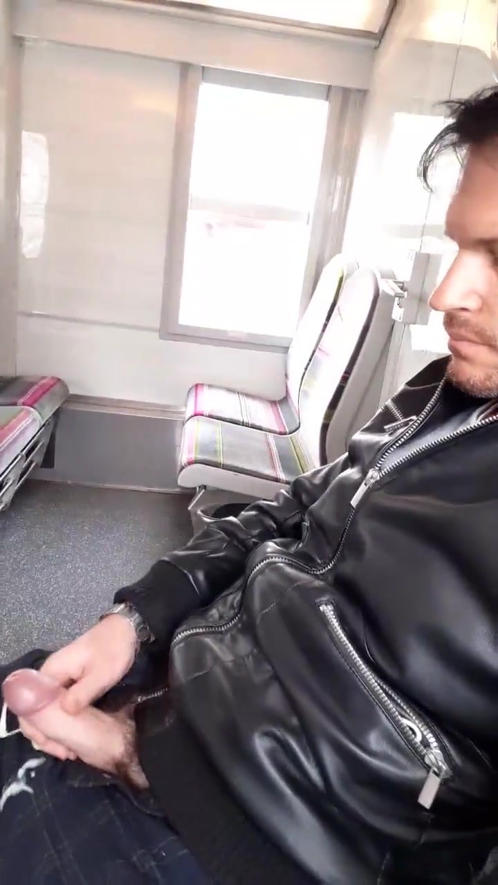 Guy cums in train