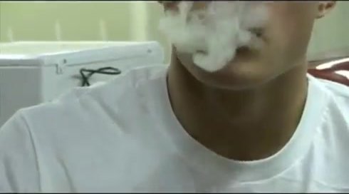 cute smokers play with creamy smoke