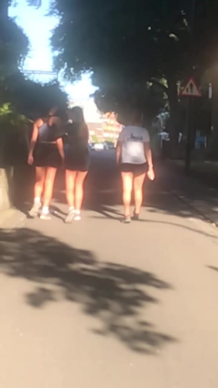3 fit brunettes walking in shorts