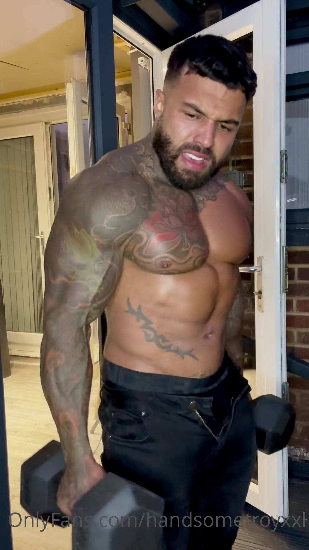 Tattoed stud work out