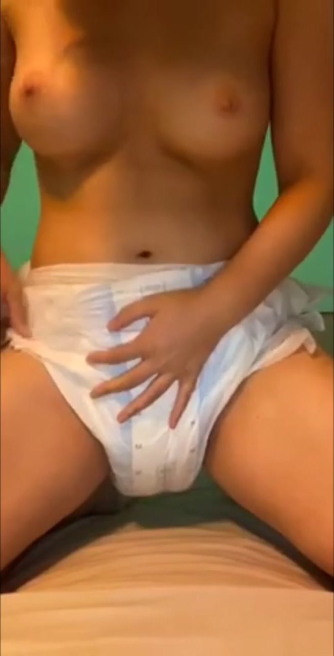 Girl filled with pee two diapers and need a change
