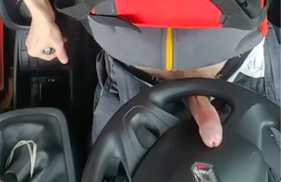 fucking the steering wheel while working