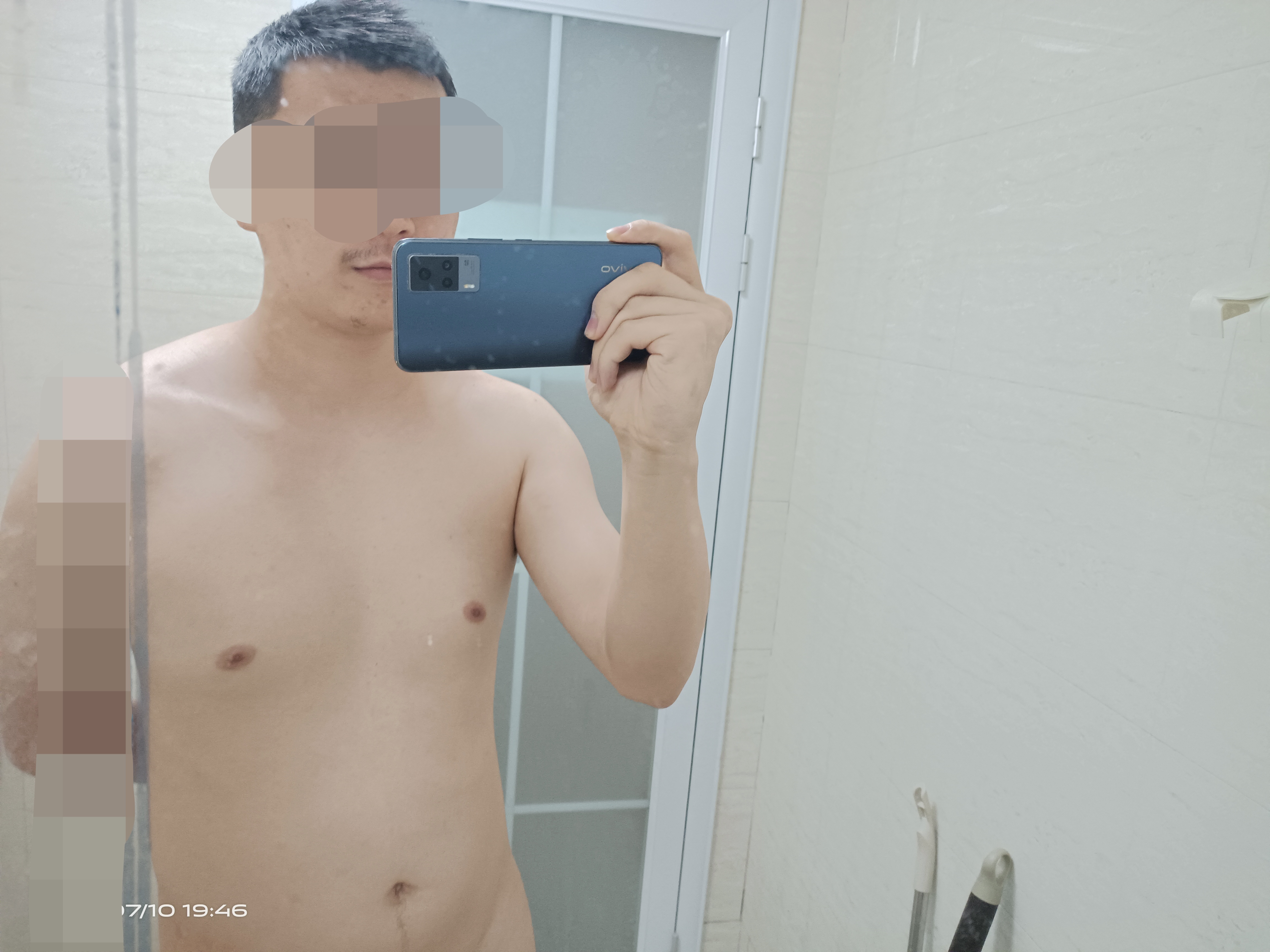 Asian guy belly inflation