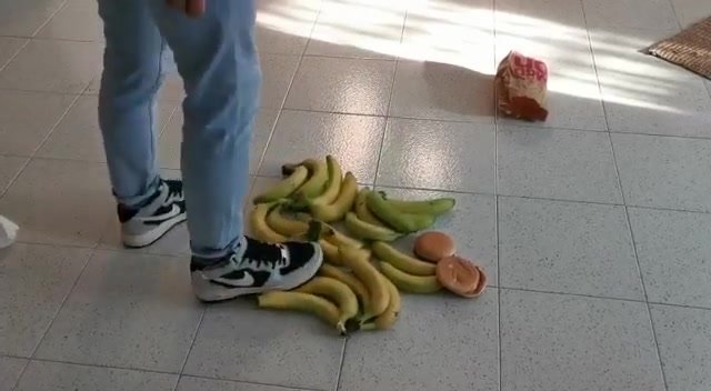 Stomping 4 Bags of Bananas under my Sneakers