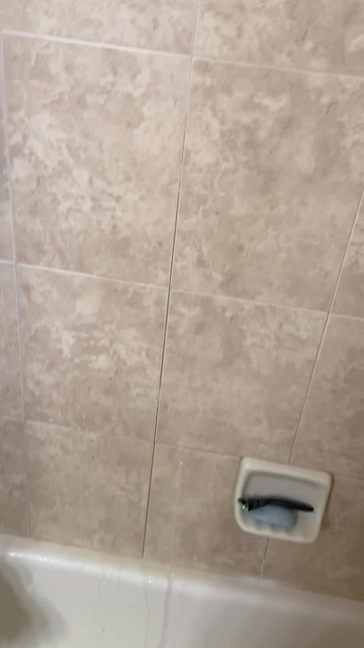 Long morning pee all over my shower wall