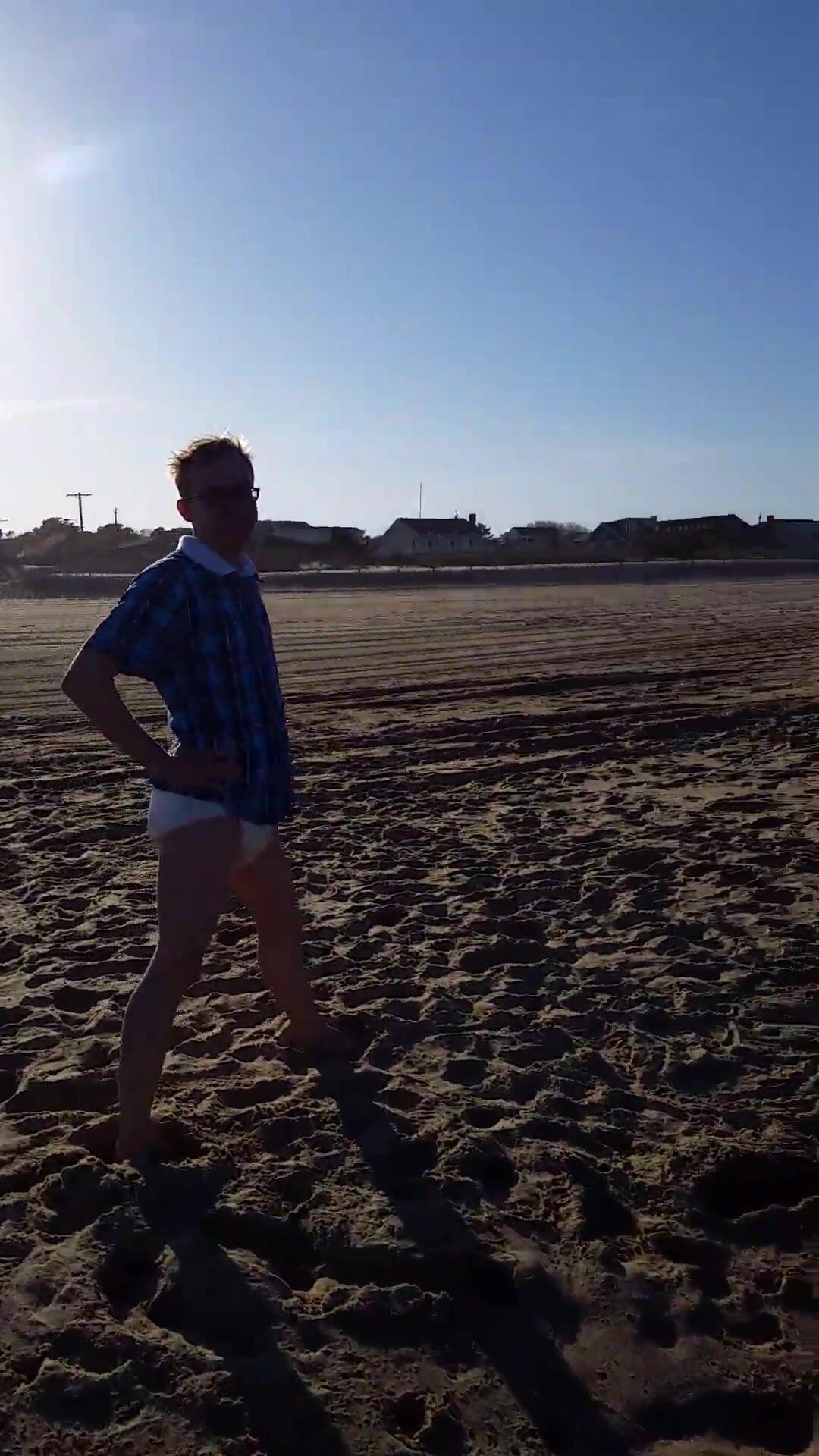 Wet diaper boys at the beach