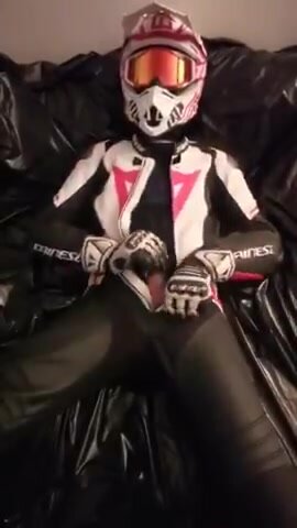 Biker leather jerking - video 2