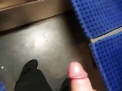 Hot guy cum in public train