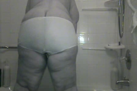 big girl makes a mess in her panties in the shower