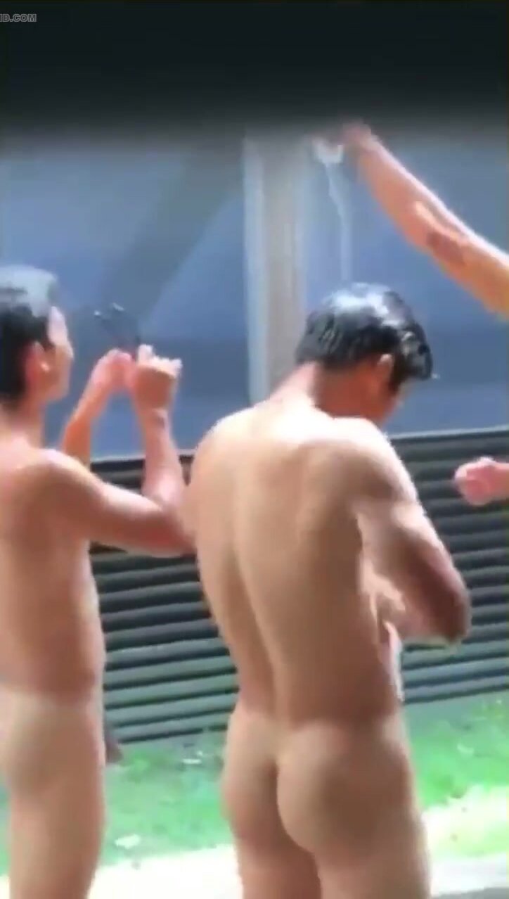 Spy Asian guys shower together