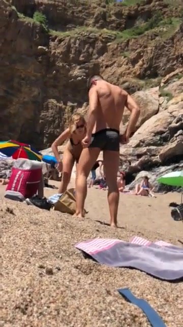 Hot young couple nude beach