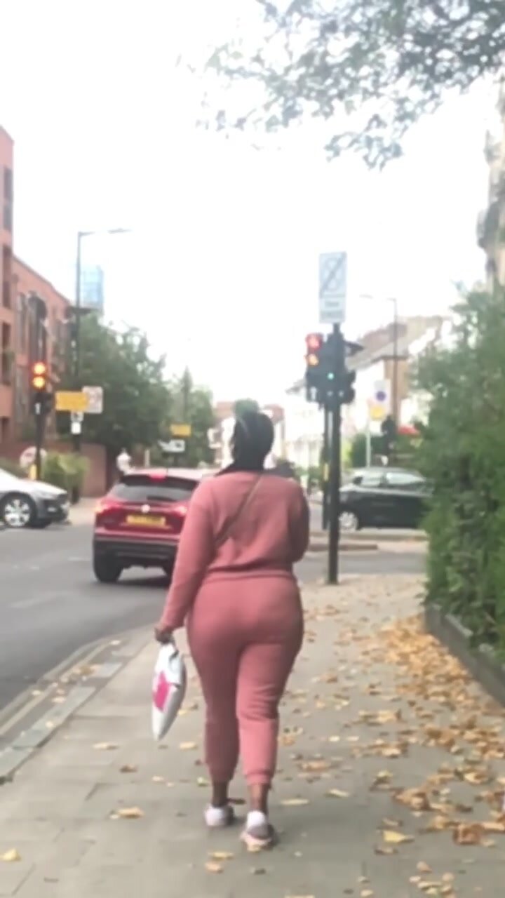 Fat ass ebony walking in public