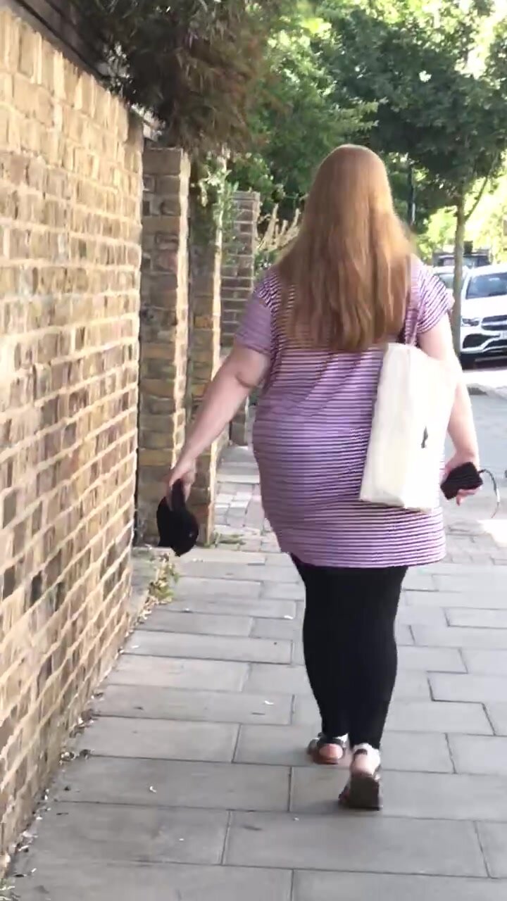 Bbw redhead teasing me with her fat ass in public