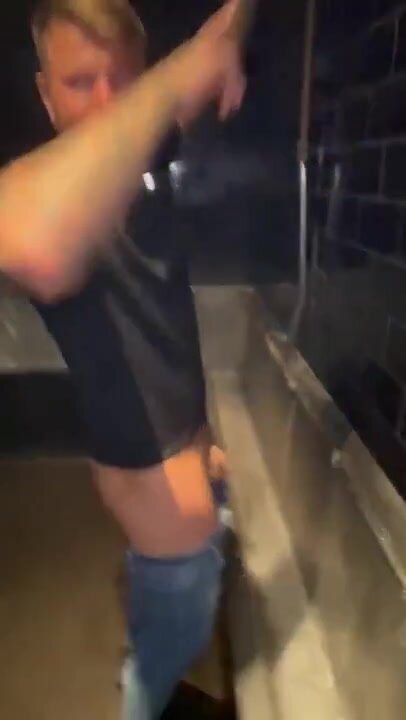 Drunk nude at the urinals