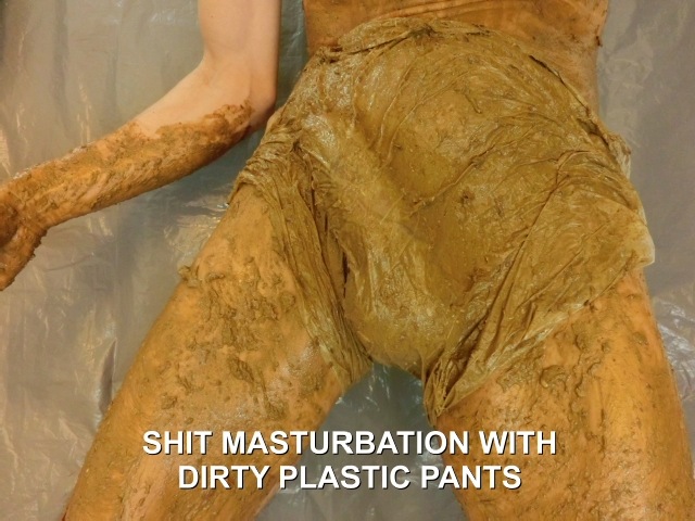 Shit Masturbation with Dirty Plastic Pants