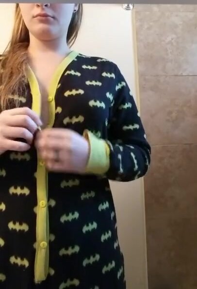 Cute diaper girl with big tits peeing loudly