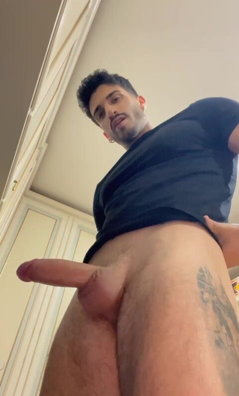 guy slaps his cock