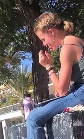 Girl eating her snot