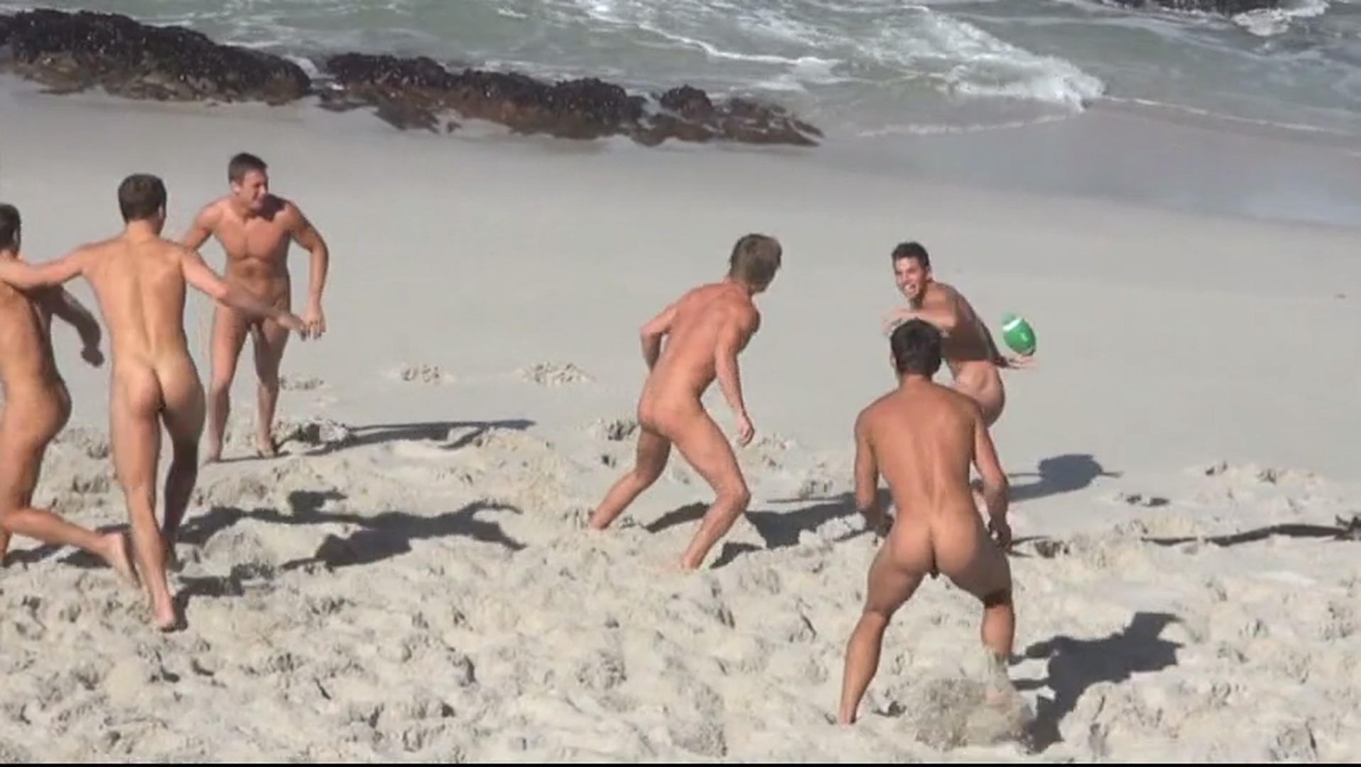 Naked men on the beach