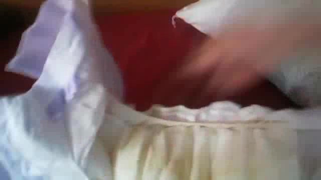 Girl leaked diaper on bed