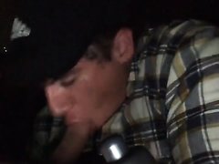 Redneck selfsucking in his truck