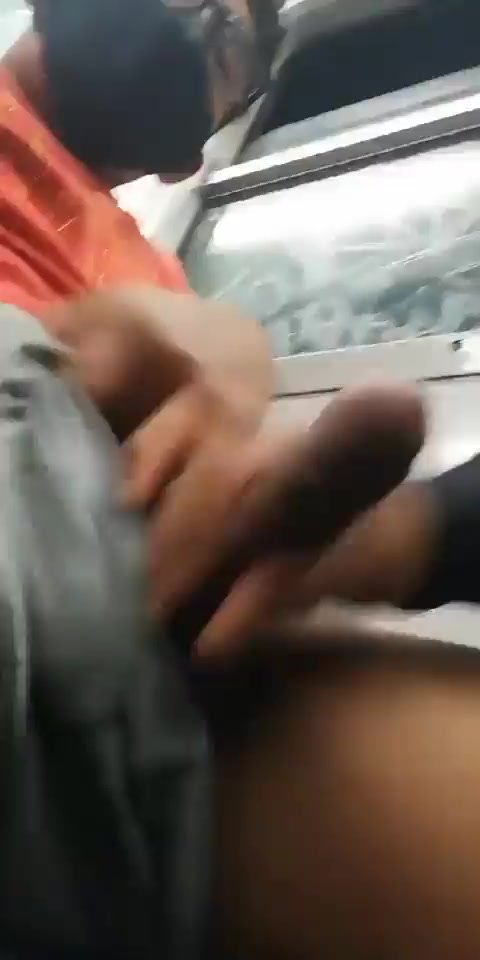 Masturbating a stranger cock on the train