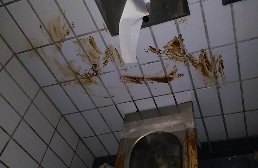 Piss and shit marking a public toilet