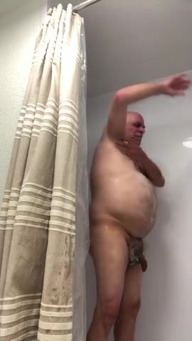 Grandpa shower show uncut dick and asshole
