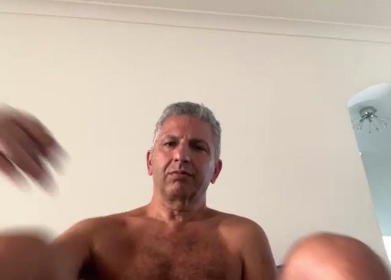 Nervous straight dad shows feet ass and cock