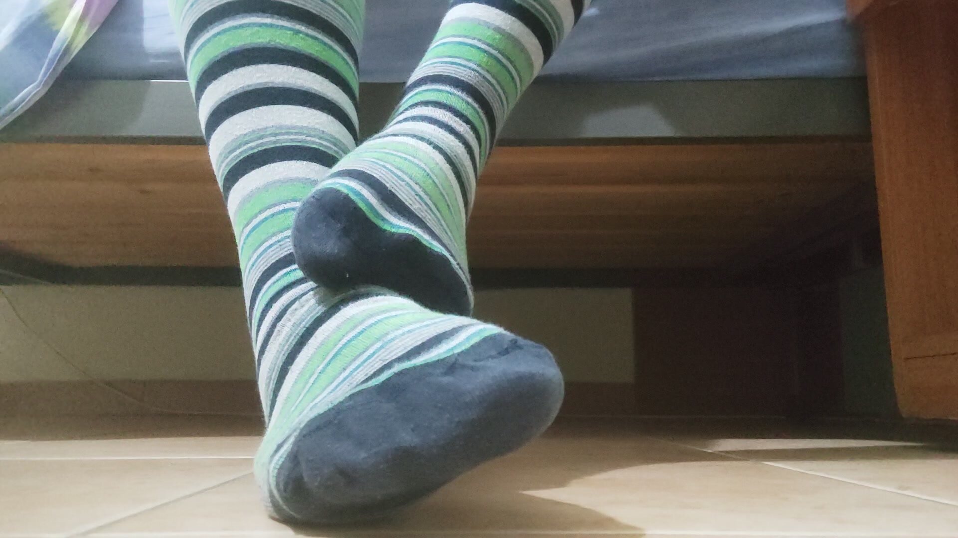 Striped socks tease