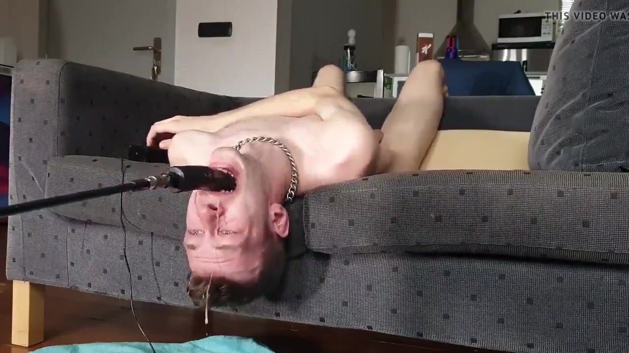 Pup Davey throating dildo