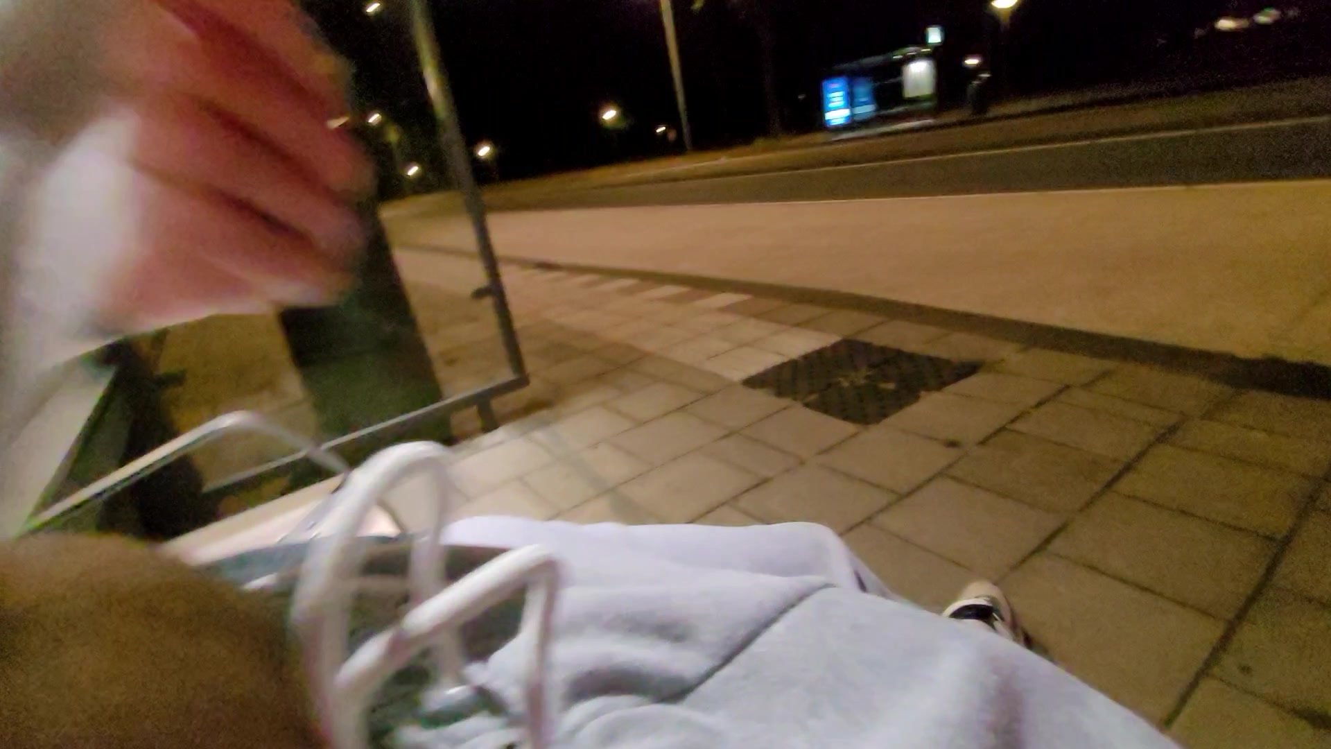 Public jerk off on bus stop at night (1/2)