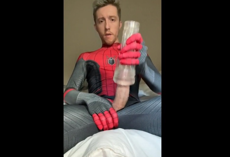 Horny Spiderman Fucks Fleshlight