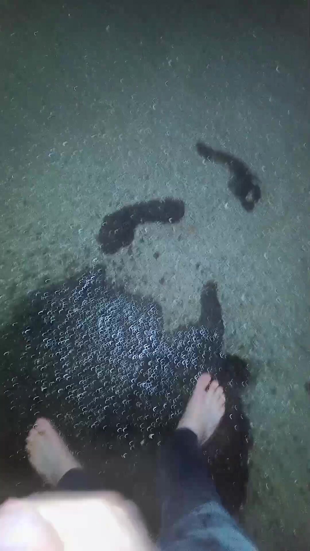 Twink barefoot in piss puddle