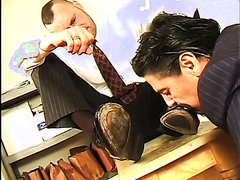 2 Scenes of Bosses having their leather office work shoes licked clean