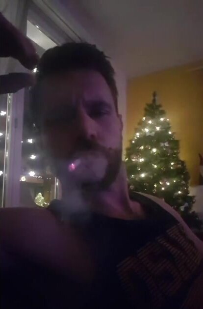 Handsome sexy man smoking