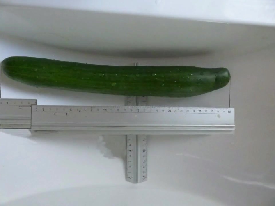 cucumber big long full in ass and cumshot