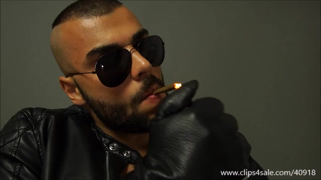 LEATHER MASTER SMOKES INTO YOUR FACE