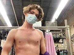 stripped and Stroking at work