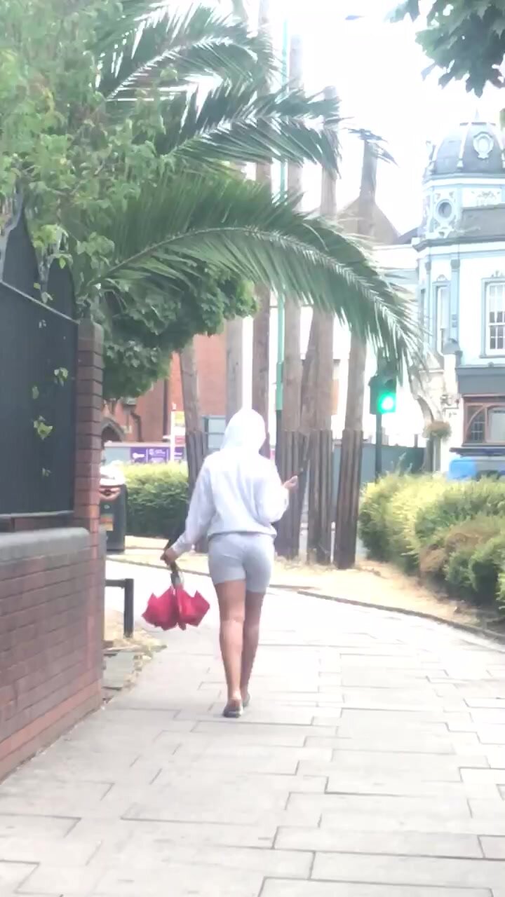 Sexy ebony teasing booty walk