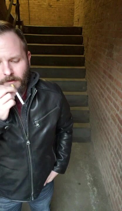 leather jacket stud smokes